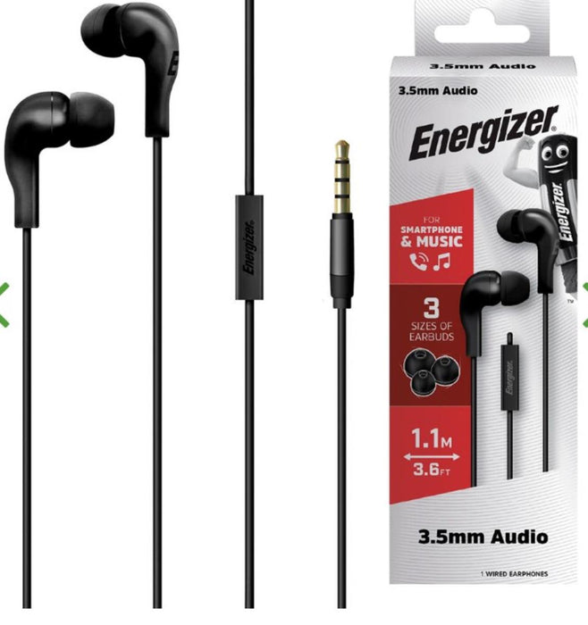 STEREO HEADPHONES ENERGIZER 3.5MM BLACK