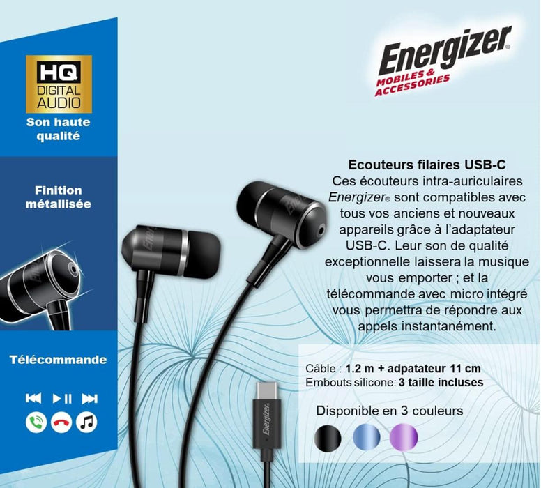 ENERGIZER 3.5MM HEADPHONES WITH USB C ADAPTER