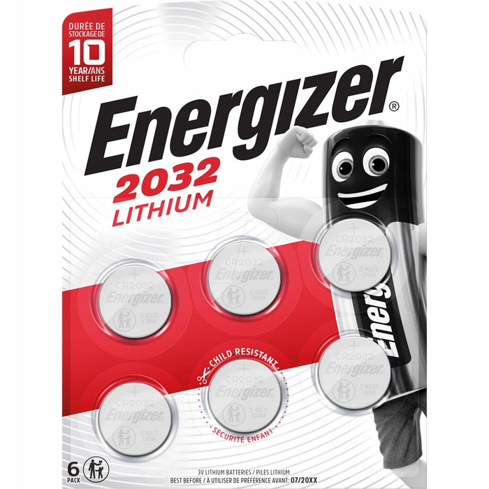 Button battery lithium ENERGIZER CR2032. 3V, 6pk blister