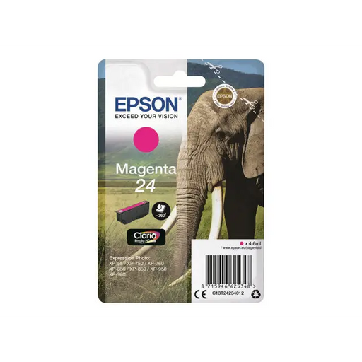 EPSON 1LB 24 ink cartridge magenta standard capacity 4.6ml 360 pages 1-pack blister without alarm - Мастила и Мастилени