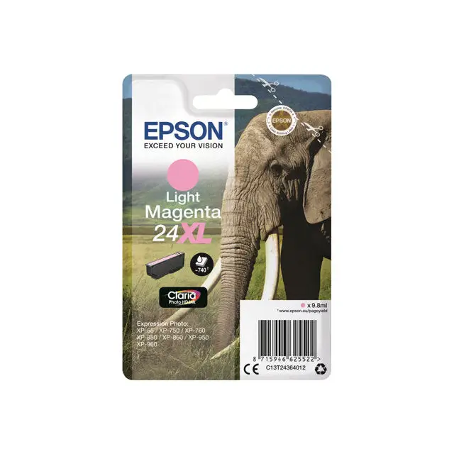 EPSON 1LB 24XL ink cartridge light magenta high capacity 9.8ml 740 pages 1-pack blister without alarm - Мастила и