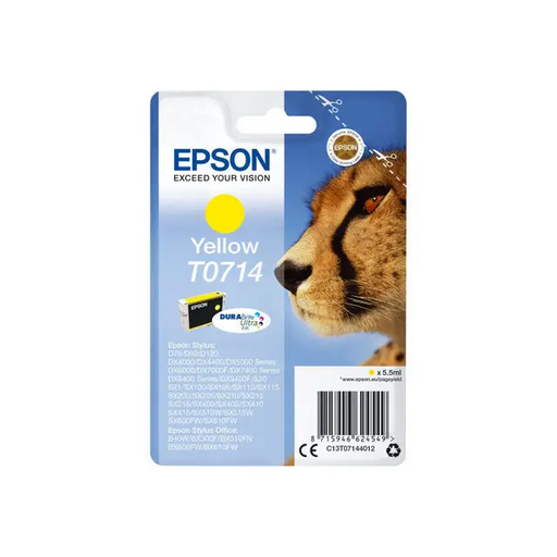 EPSON 1LB T0714 ink cartridge yellow standard capacity 5.5ml 1-pack RF-AM blister w/s - Мастила и Мастилени