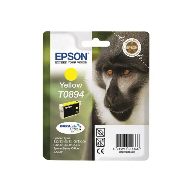 EPSON 1LB T0894 ink cartridge yellow low capacity 3.5ml 1-pack blister without alarm - Мастила и Мастилени