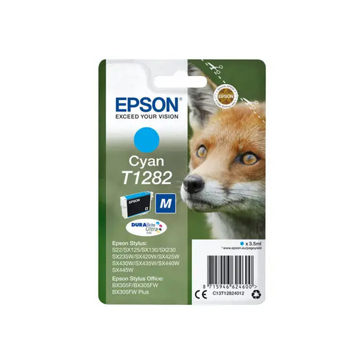 EPSON 1LB T1282 ink cartridge cyan standard capacity 3.5ml 1-pack blister without alarm - Мастила и Мастилени
