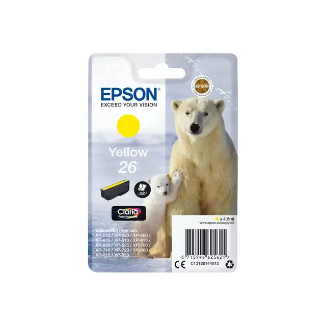 EPSON 3LB 26 ink cartridge yellow standard capacity 4.5ml 300 pages 1-pack blister without alarm - Мастила и Мастилени