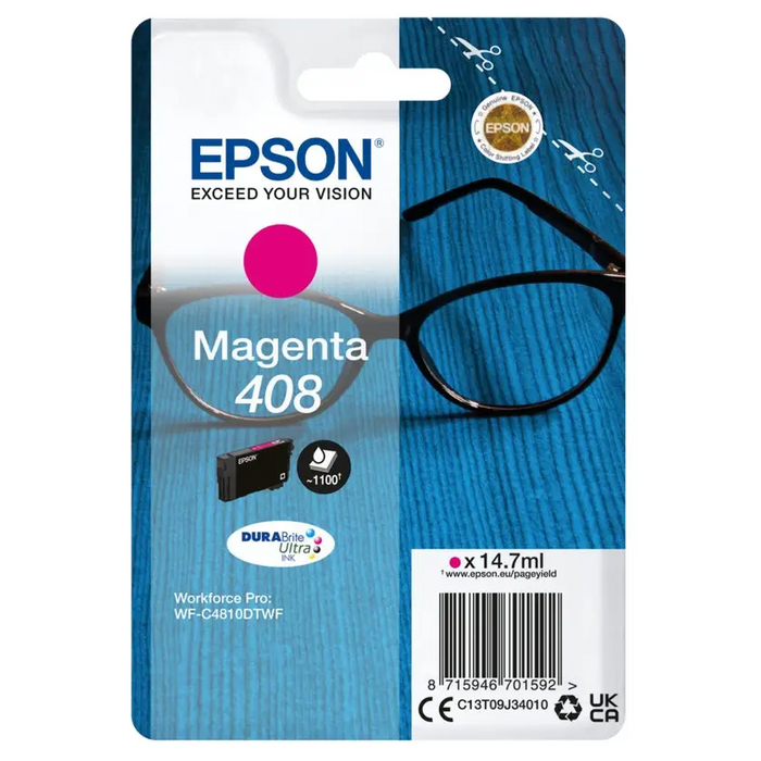 Epson 408 Spectacles DURABrite Ultra Single Magenta Ink - Консумативи за мастилoструйни принтери<<<EPSON