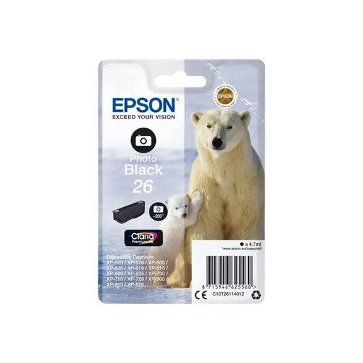 EPSON 5LB 26 ink cartridge photo black standard capacity 4.7ml 200 photos 1-pack blister without alarm - Мастила и