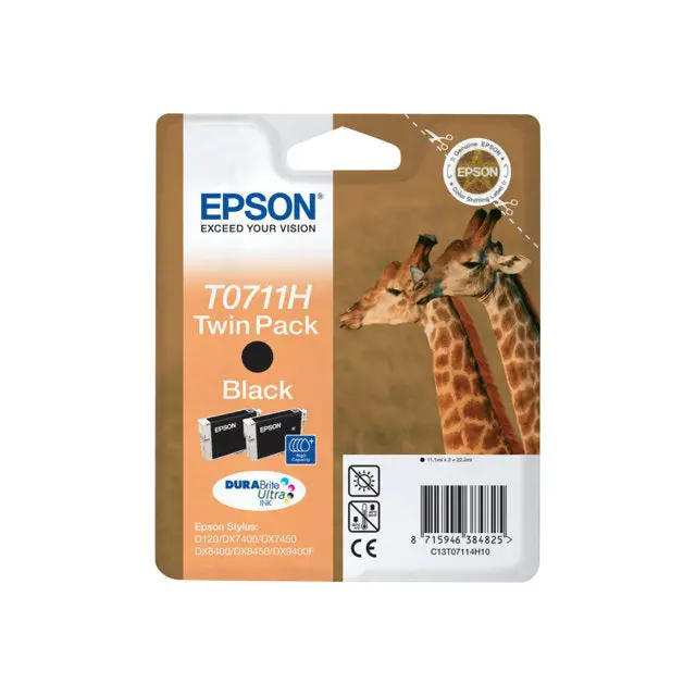 EPSON 6LB T0711 ink cartridge black high capacity 2 x 11.1ml 2-pack blister without alarm - Мастила и Мастилени