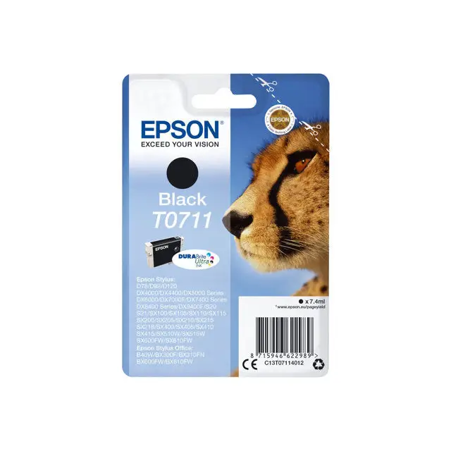 EPSON 6LB T0711 ink cartridge black standard capacity 7.4ml 1-pack RF-AM blister w/s - Мастила и Мастилени