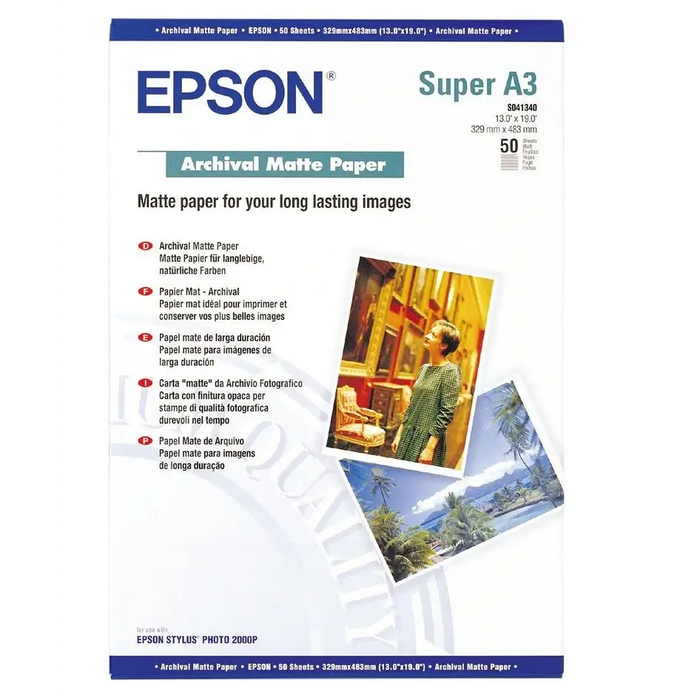 EPSON Matte archival paper inkjet 192g/m2 A3+ 50 sheets 1-pack - Офис и Фото хартии<<<Консумативи - Хартия<<<Печат