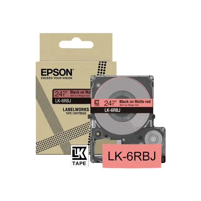 EPSON Matte Tape Red/Black 24mm 8m LK-6RBJ - Специализирани хартии<<<Консумативи - Хартия<<<Печат Сканиране и