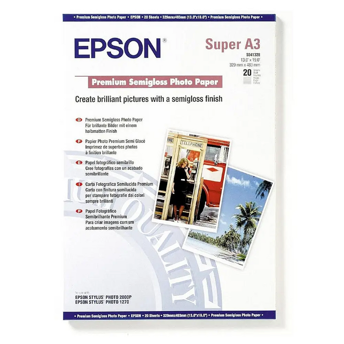 EPSON Premium semi gloss photo paper inkjet 250g/m2 A3+ 20 sheets 1-pack - Офис и Фото хартии<<<Консумативи