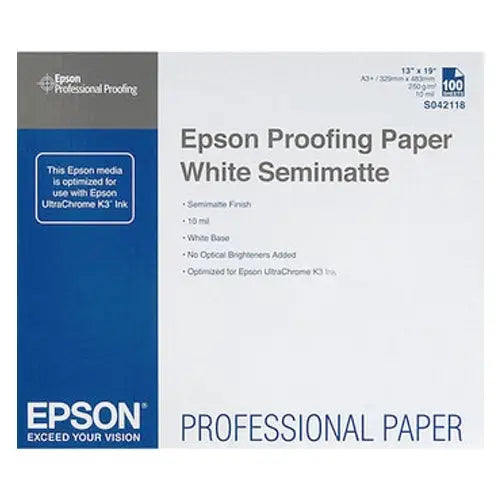EPSON Proofing Paper White Semimatte Semi-matte A3 plus 329 x 423 mm 250g/m2 100 sheet proofing paper - Хартия за голям