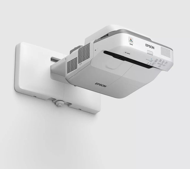 Epson EB-685W, 3LCD, Ultra short, WXGA (1280 x 800), 16:10, 3,500 lumen, 14,000 : 1, HDMI (3x), Ethernet, Wireless LAN (optional), VGA, 5.7 kg, Wall mounting bracket, 36 months