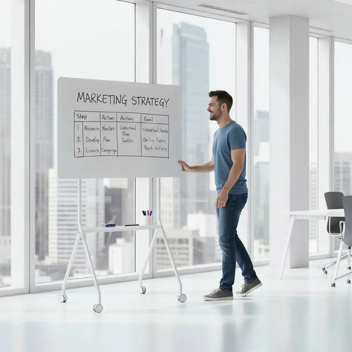 Ergo Office mobile dry erase board horizontal orientation white single sided with shelf board dimensions 1190x790mm