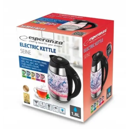 Esperanza EKK026 electric kettle 1.7 L 2200 W Black Transparent - Electric kettlesAGD-CZE<<<Home Appliance