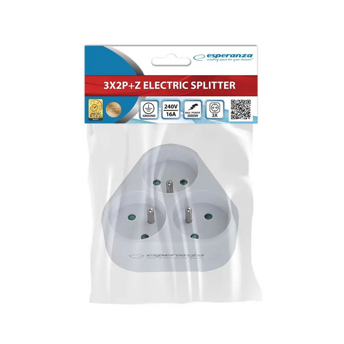 Esperanza ELK303W Electrical Splitter 3 sockets White - Jacks plugsKWT-WTY<<<Cables jacks and plugsKWT<<<ActionPL