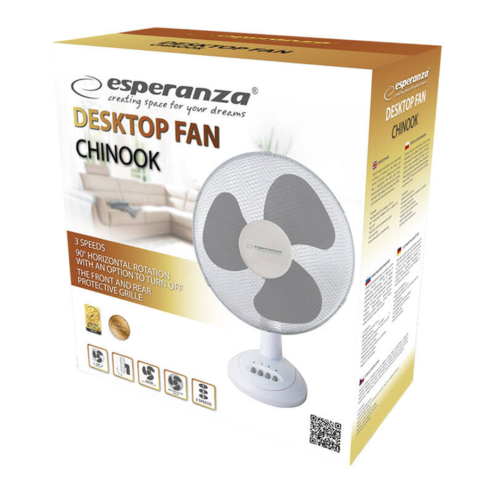 Esperanza EHF003WE, 12'' desk fan, White and Gray