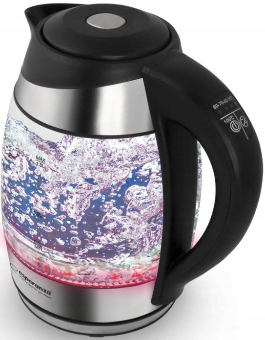 Esperanza EKK026 electric kettle 1.7 L 2200 W Black, Transparent