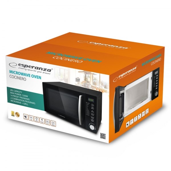 Esperanza EKO010 Black Combination microwave Countertop 20 L 1200 W