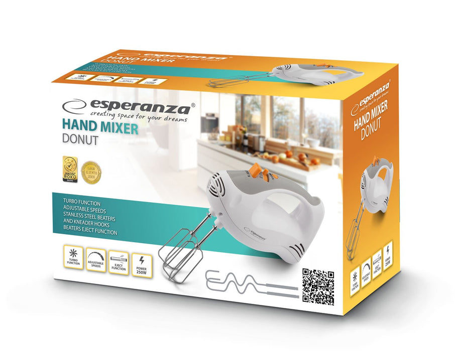 Esperanza EKM009 Hand mixer Gray, White 250 W