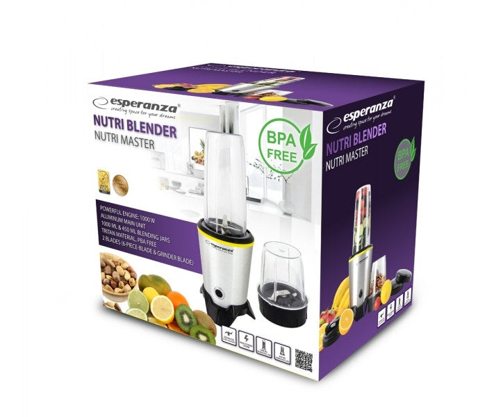 Esperanza EKM028 blender Tabletop blender 1000 W Black, Stainless steel