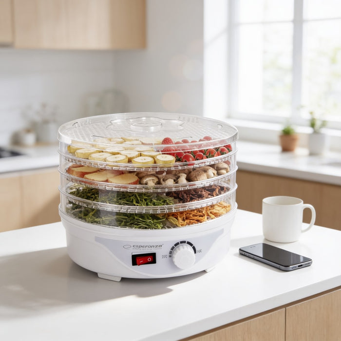 Esperanza EKD003 food dehydrator Transparent, White 250 W