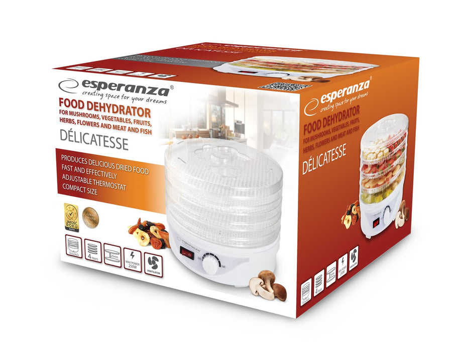 Esperanza EKD003 food dehydrator Transparent, White 250 W