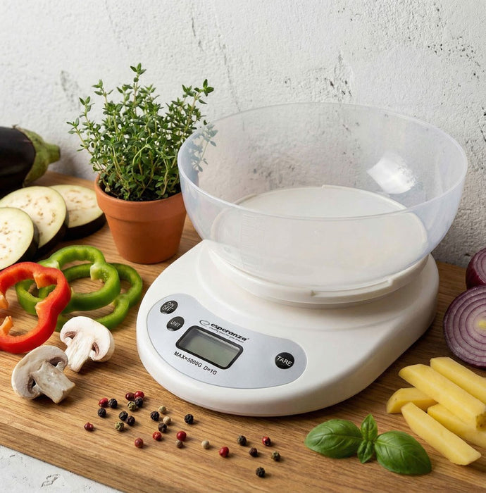 Esperanza EKS007 Kitchen scale with a bowl. White Electronic kitchen scale