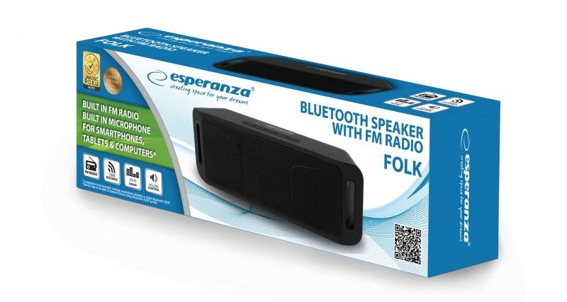 Esperanza FOLK Stereo portable speaker Black 6 W