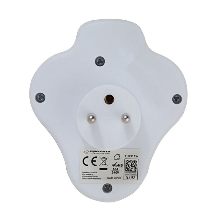 Esperanza ELK311W Electrical splitter 2 GN. USB-C USB-A ON. White