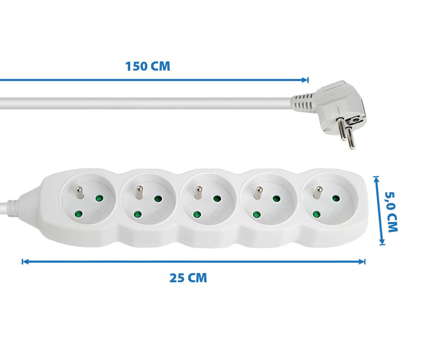 Esperanza ELK207W Power strip 5GN/1.5M White