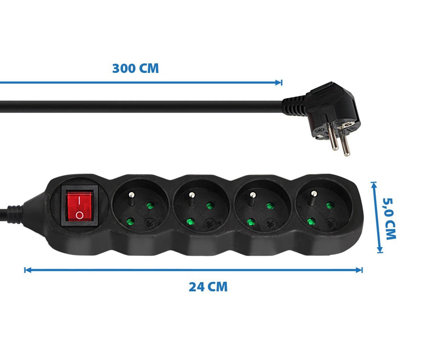 Esperanza ELK213K power extension 3 m 4 AC outlet(s) Indoor Black