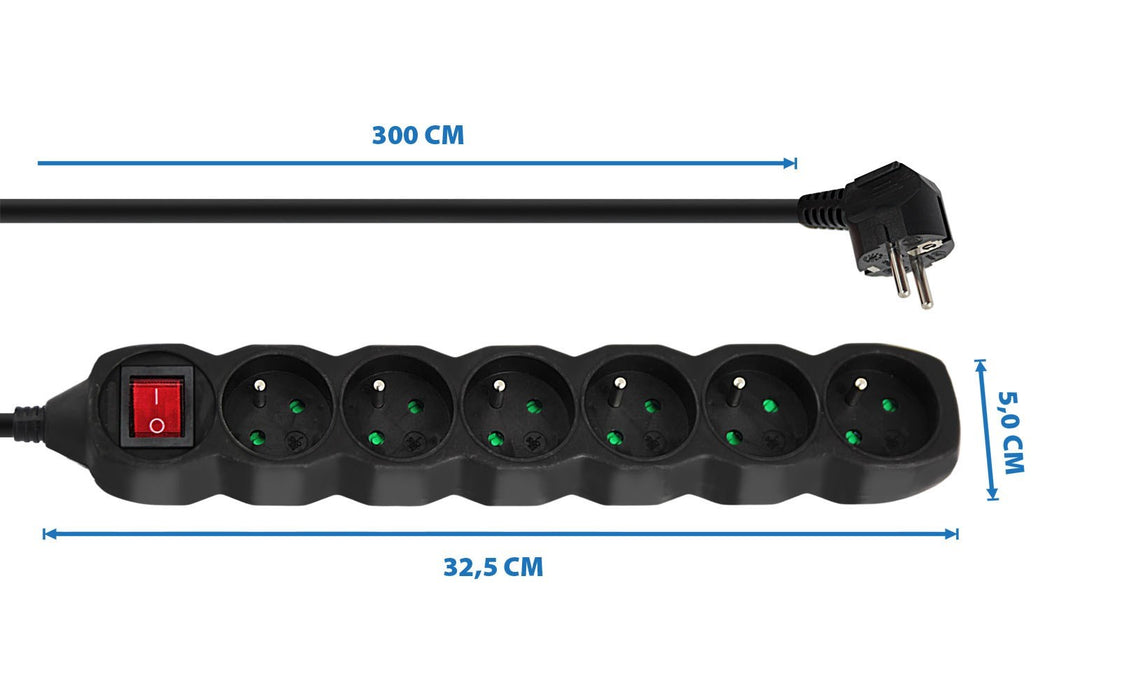 Esperanza ELK218K power extension 3 m 6 AC outlet(s) Indoor Black