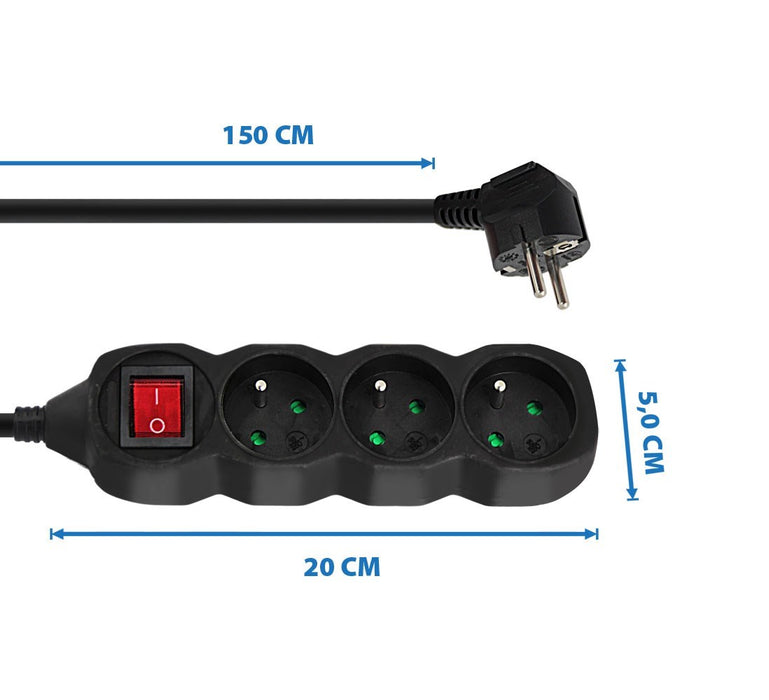 Esperanza ELK210K power extension 1.5 m 3 AC outlet(s) Indoor Black