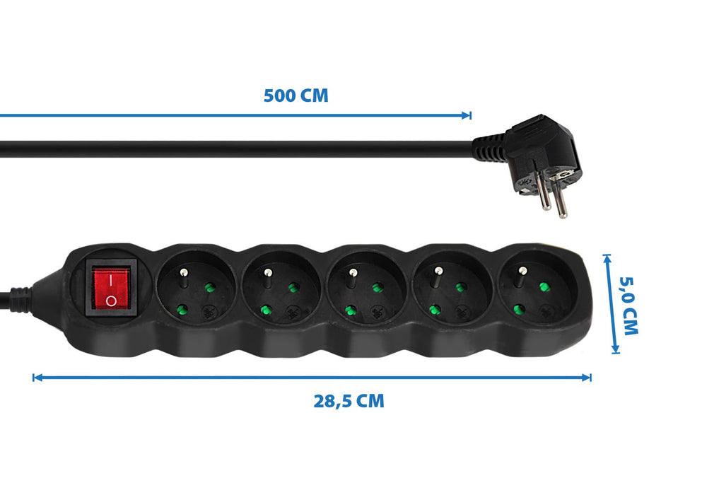 Esperanza ELK216K power extension 5 m 5 AC outlet(s) Indoor Black