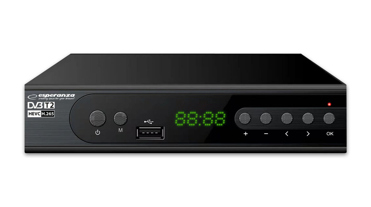 Esperanza EV106P Digital DVB-T2 H.265/HEVC tuner, Black