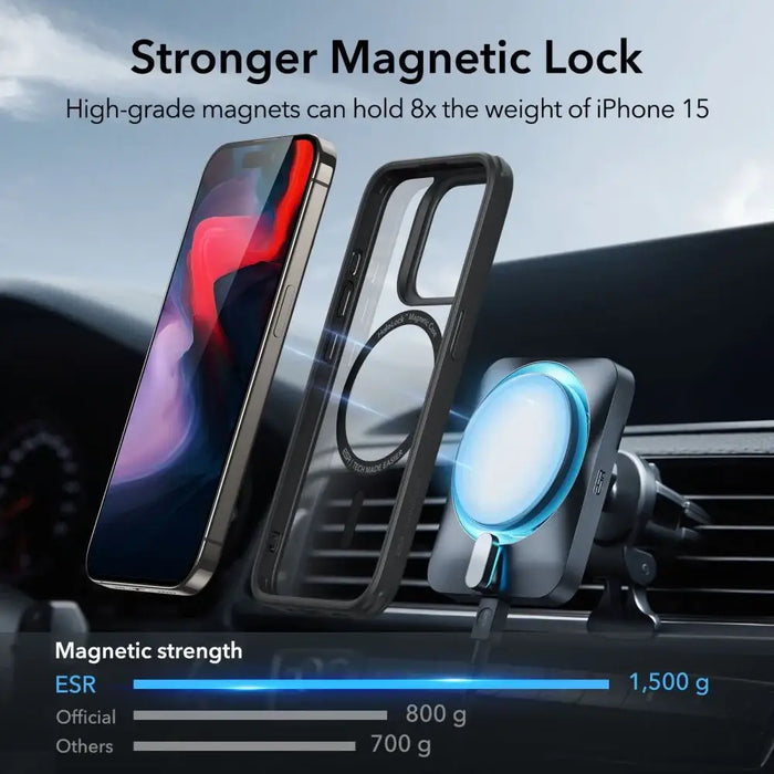ESR Classic Hybrid Halolock MagSafe Case for iPhone 15 Pro Max - Clear Black - Cell phone cases and covers<<<HurtelXML
