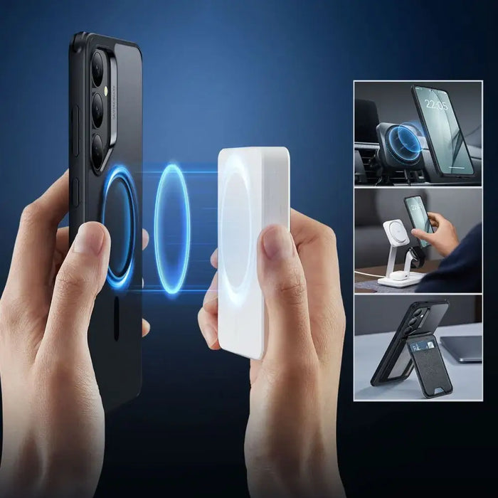 ESR Classic Hybrid Halolock MagSafe Case for Samsung Galaxy S25+ - Translucent Black - Cell phone cases
