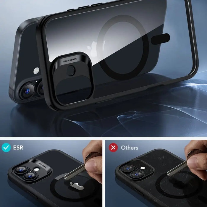 ESR Classic Hybrid Halolock MagSafe Case Set + Tempered Glass for iPhone 16 - Clear with Black Frame - Cell phone cases