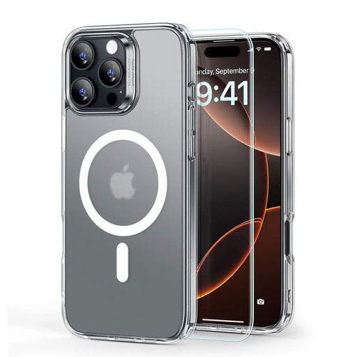 ESR Classic Hybrid Halolock MagSafe Case + Tempered Glass for iPhone 16 Pro Max - Semi-Transparent - Cell phone cases