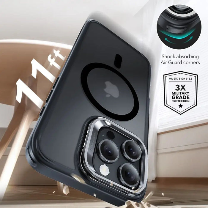 ESR Classic Hybrid Kickstand Halolock MagSafe Case Set + Tempered Glass for iPhone 16 Pro - Black - Cell phone cases