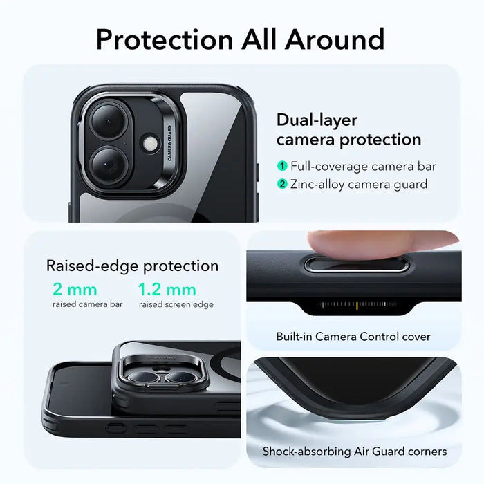 ESR Classic Hybrid Kickstand MagSafe Case for iPhone 17 - Clear Black - Cell phone cases and covers<<<HurtelXML