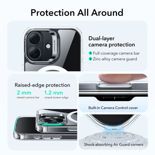 ESR Classic Hybrid Kickstand MagSafe Case for iPhone 17 - Clear - Cell phone cases and covers<<<HurtelXML