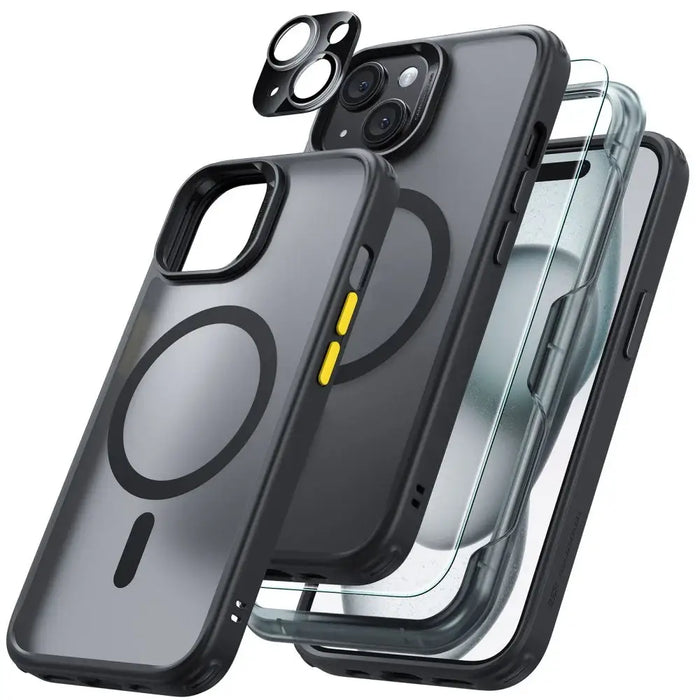 ESR Classic Pro Set Halolock MagSafe Case + Glass for Display and Camera for iPhone 15 - Black - Cell phone cases