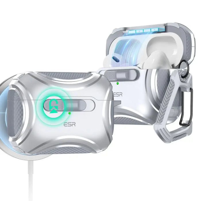 ESR Cyber Flicklock Halolock MagSafe Case for Airpods Pro 1/2 - Silver - Cell phone cases and covers<<<HurtelXML