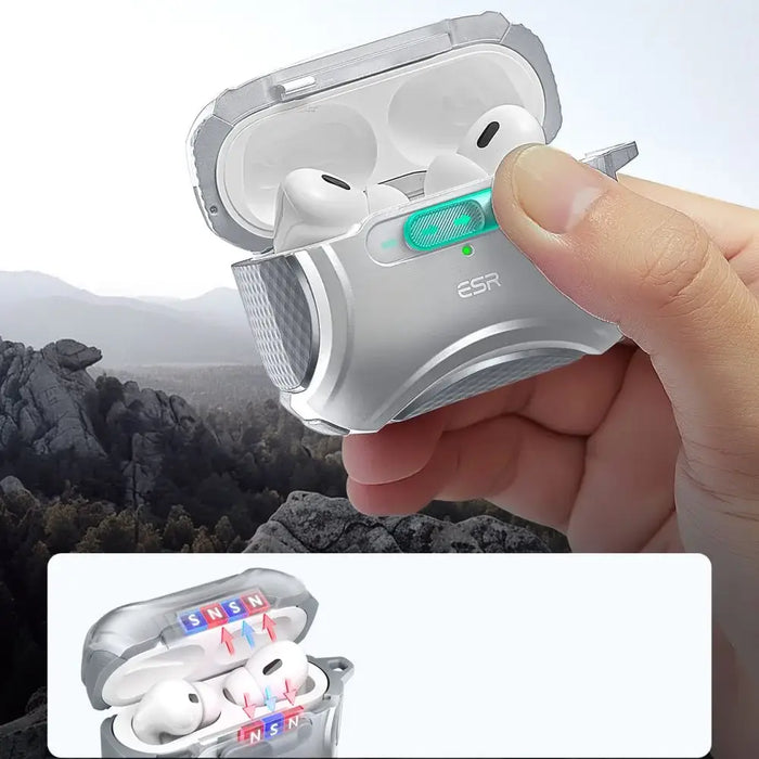 ESR Cyber Flicklock Halolock MagSafe Case for Airpods Pro 1/2 - Silver - Cell phone cases and covers<<<HurtelXML