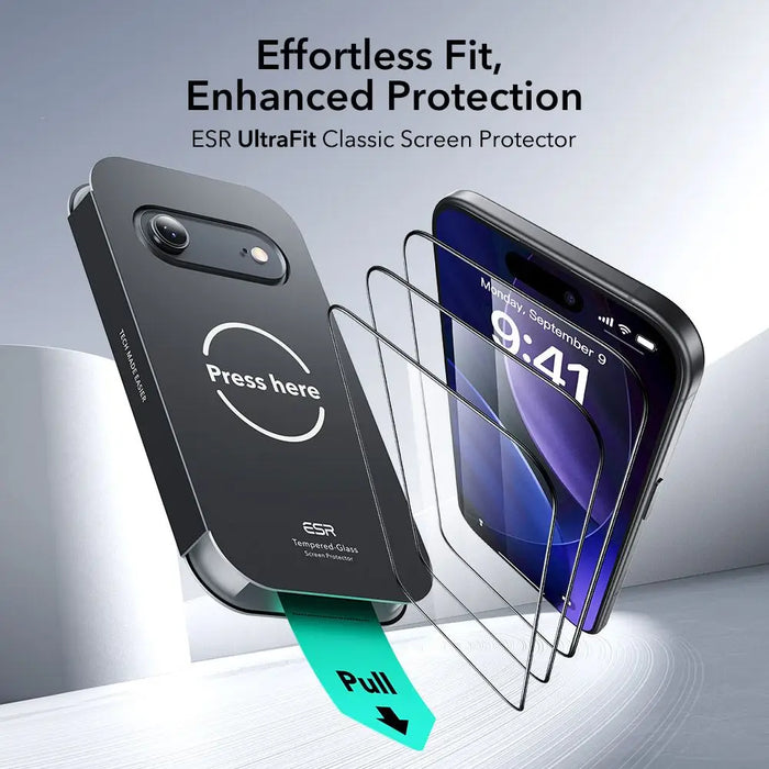 ESR UltraFit Tempered Glass 2-pack for iPhone 17 Air - transparent - Cell phone tempered glass<<<HurtelXML