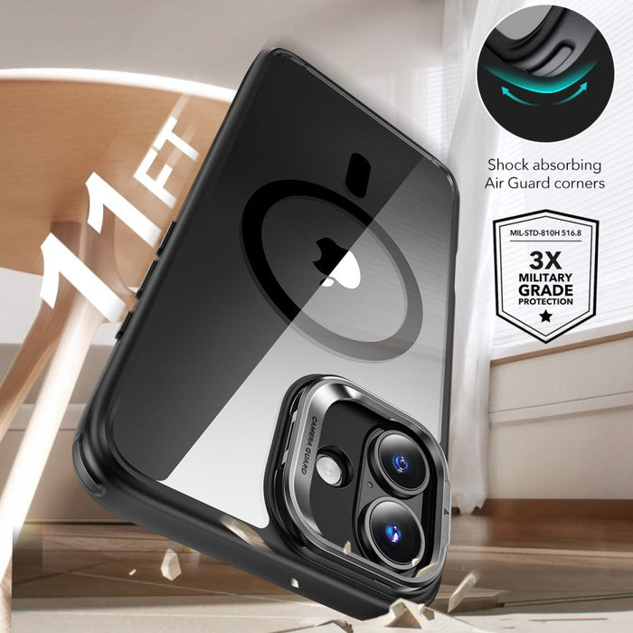 ESR Classic Hybrid Kickstand Halolock MagSafe Case Set + Tempered Glass for iPhone 16 - Black