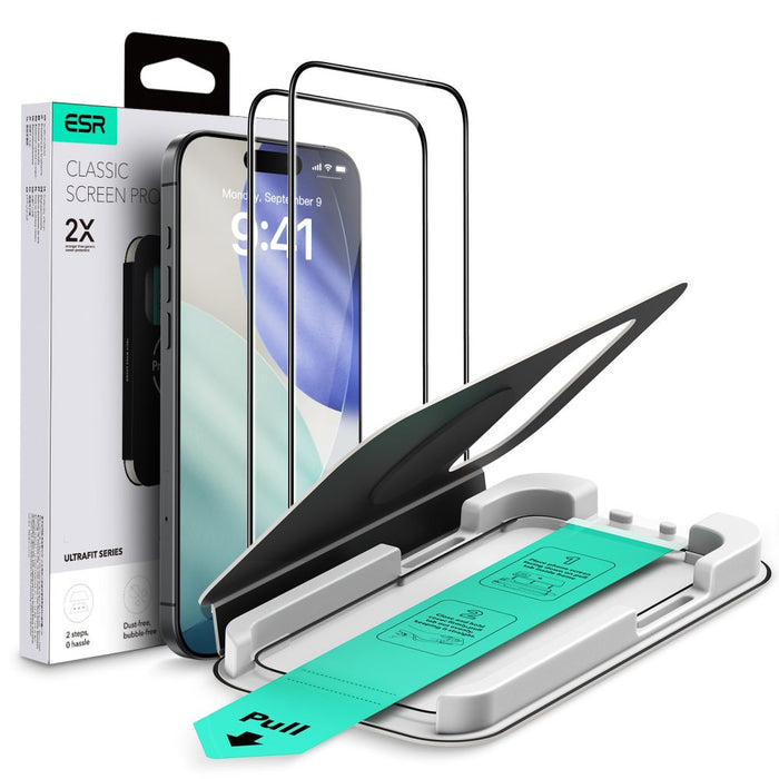 ESR UltraFit Tempered Glass 2-pack for iPhone 17 Pro - transparent